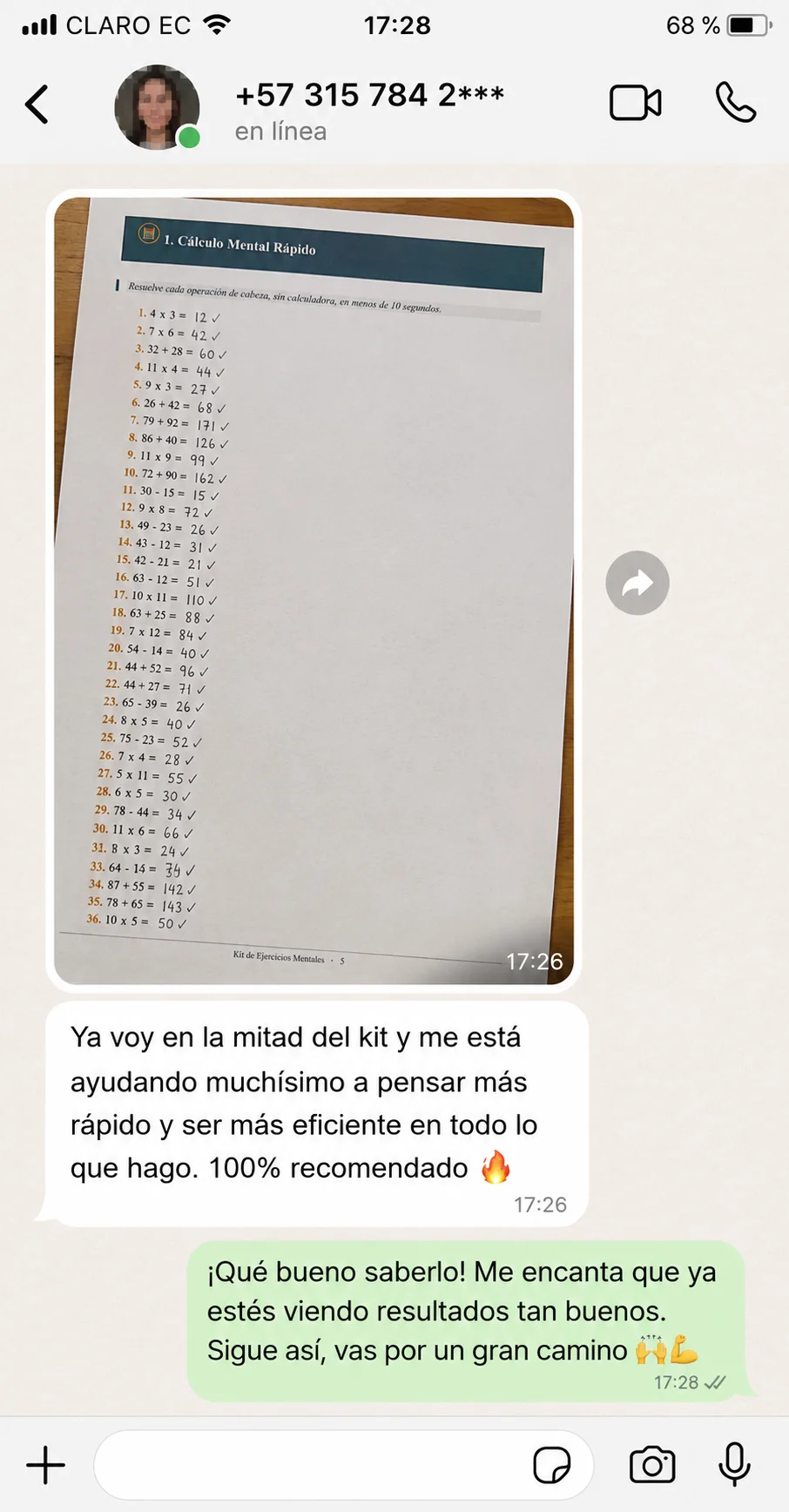 Testimonio de cliente - Cálculo Mental Rápido
